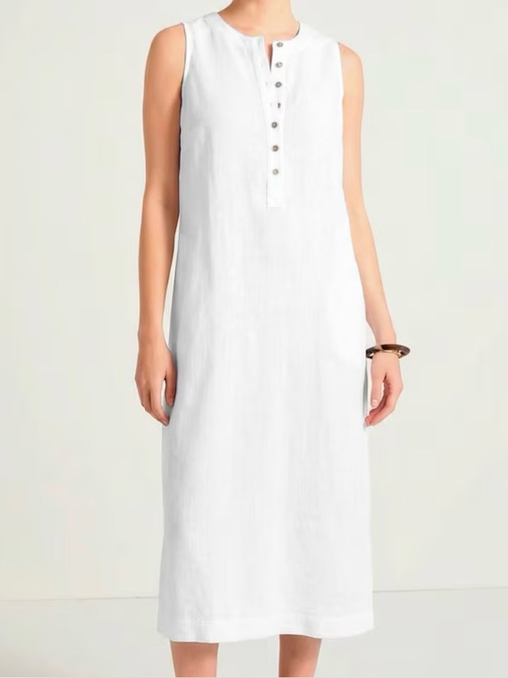 Pure Jill White Gauze Maxi Dress. With Pockets Xl